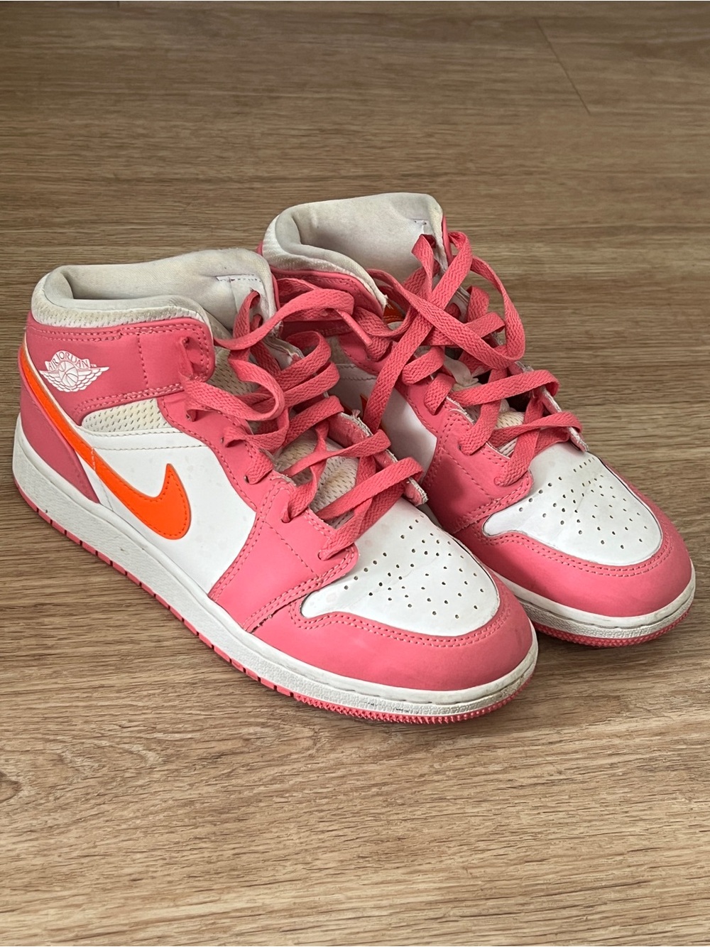 Nike Kids High-Top Sneakers in Pink and Orange